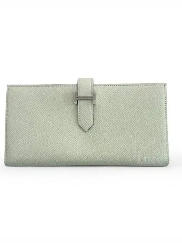 Bean leather long wallet mint silver cabinet