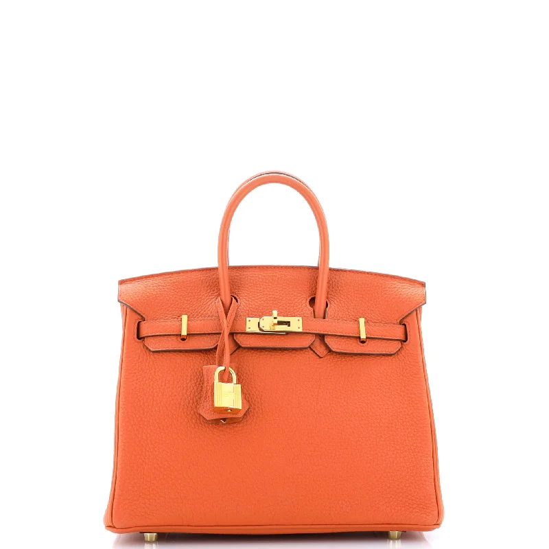 Shoulder bags with reinforced stitching for durability -Birkin Handbag Terre Battue Togo with Gold Hardware 25