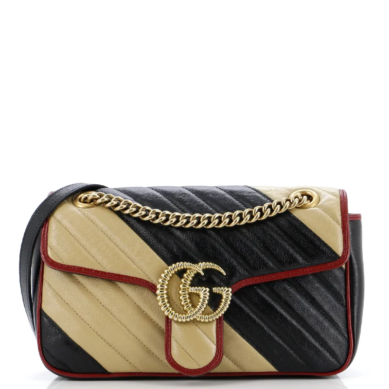 Shoulder bags with reinforced stitching for durability -GG Marmont Flap Bag Diagonal Quilted Leather Medium