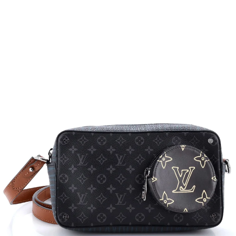 Shoulder bags with suede accents for texture -Volga On Strap Bag Monogram Eclipse Canvas with Monogram Leather