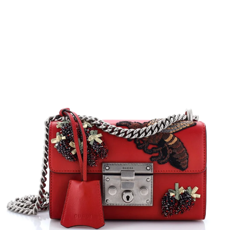 Shoulder bags with quilted leather for luxury -Padlock Shoulder Bag Embellished Leather Small