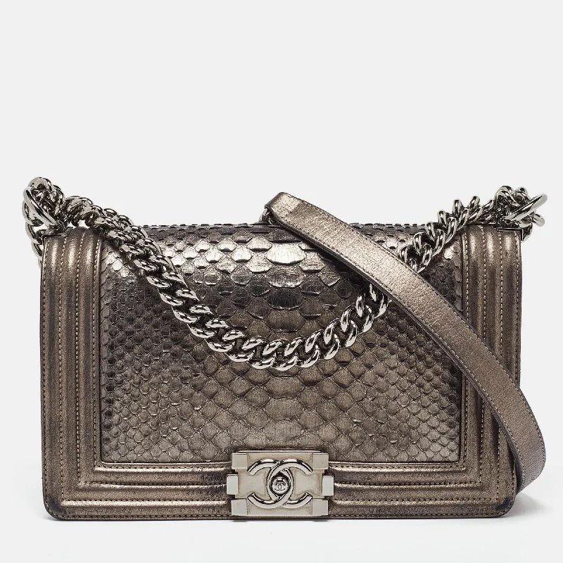 Shoulder bags with vintage vibes for nostalgia -Chanel Metallic Quilted Leather Medium Boy Flap Bag