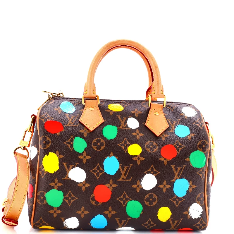 Shoulder bags with lightweight nylon for ease -Speedy Bandouliere Bag Yayoi Kusama Painted Dots Monogram Canvas 25