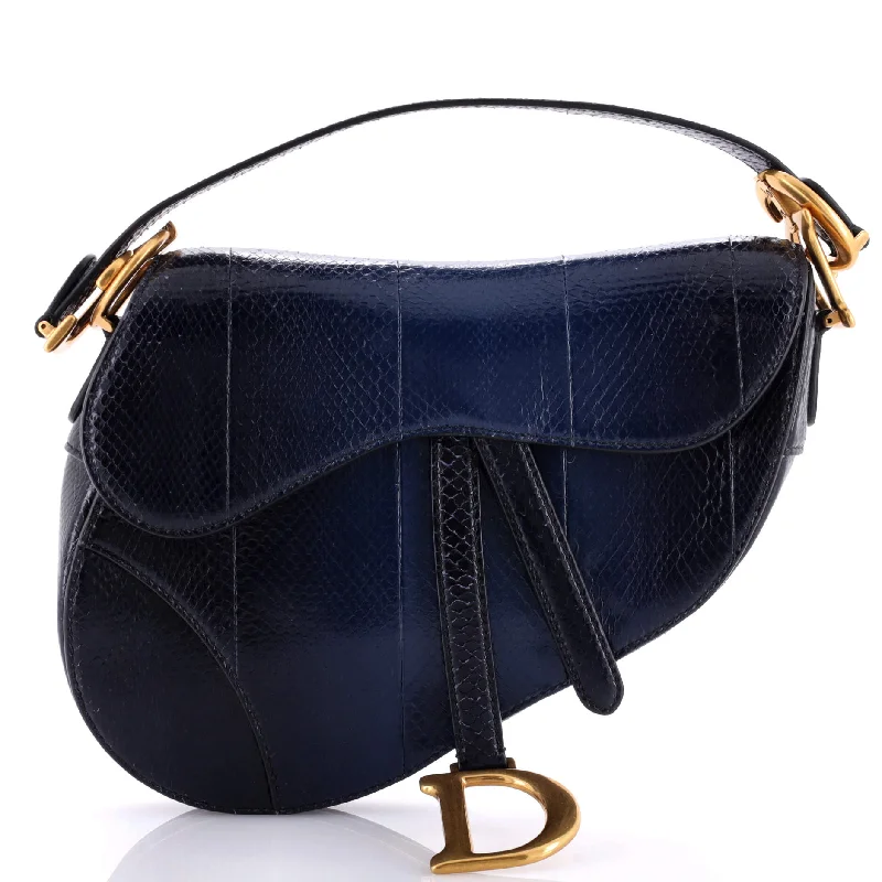 Shoulder bags with sleek zippers for closure -Saddle Handbag Python Medium