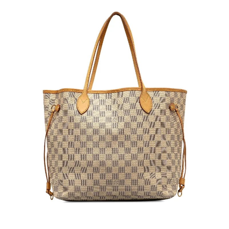 Beige Louis Vuitton Damier Azur Neverfull MM Tote Bag