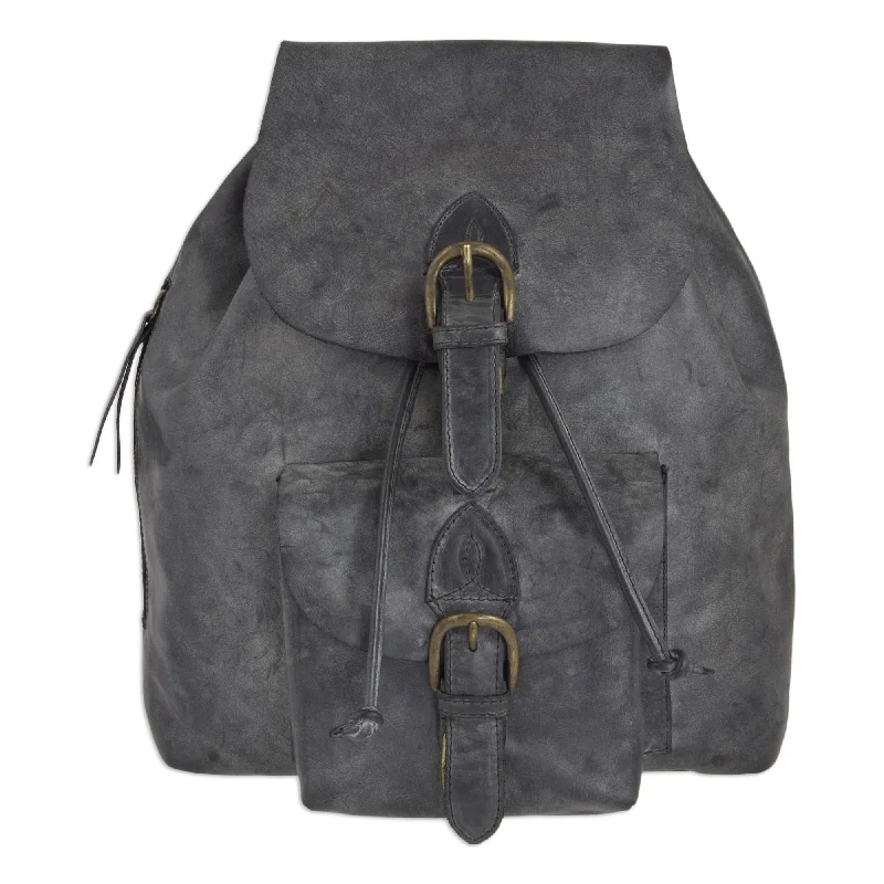 Weathered Charcoal Weathered Charcoal Leather Handcrafted Men's Backpack