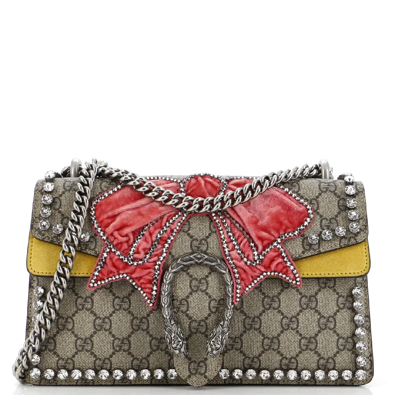 Shoulder bags with soft velvet for luxury -Dionysus Bag Crystal Embellished GG Coated Canvas Small