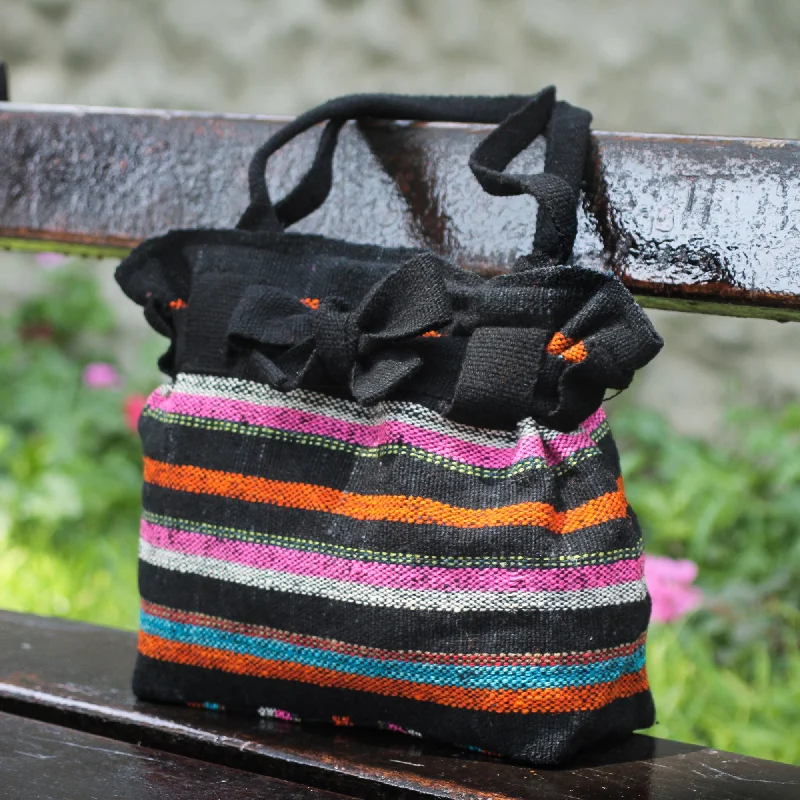 Vibrant Cajamarca Carnival Hand Woven Wool Shoulder Bag with 3 Pockets