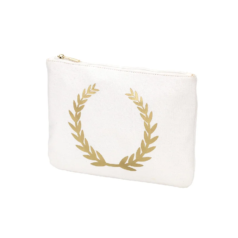 Gold Foil Wreath Zip Pouch