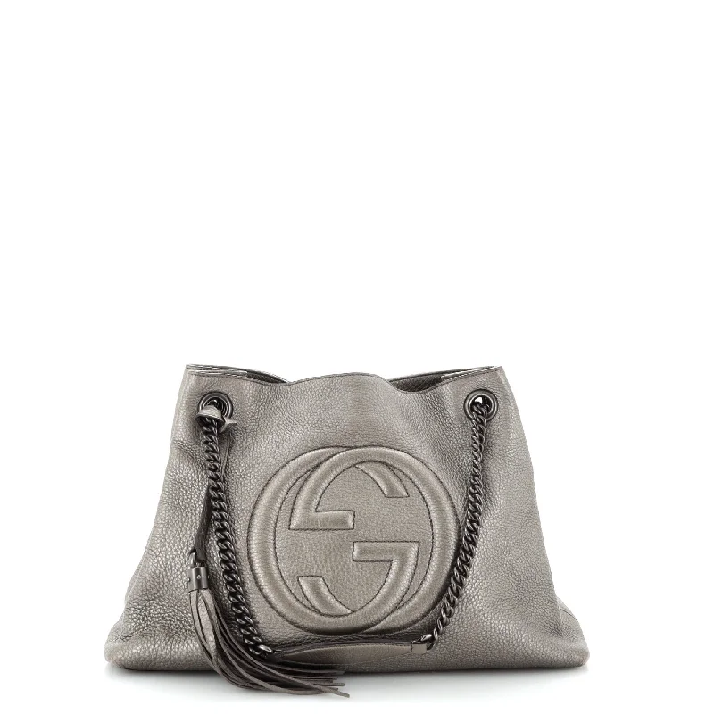 Shoulder bags with perforated details for style -Soho Chain Strap Shoulder Bag Leather Medium