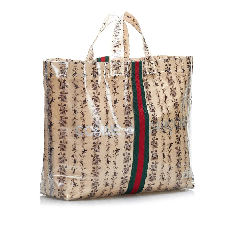 Beige Gucci x COMME des GARCONS Floral PVC Web Shopper Paper Tote