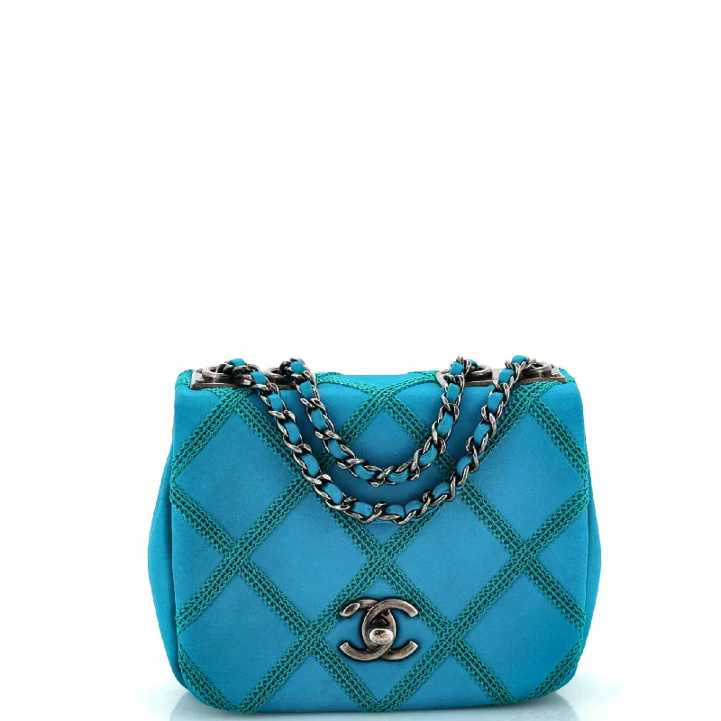 Shoulder bags with vintage clasps for nostalgia -Diamond Stitch Chain Flap Bag Quilted Nubuck Mini