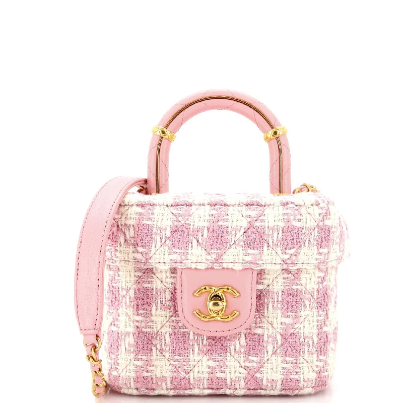 Shoulder bags with artistic prints for creativity -Crush Top Handle Flap Bag Quilted Tweed Mini