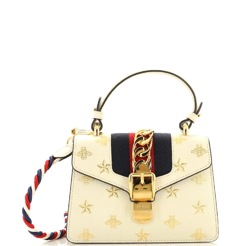 Shoulder bags with bold stripes for trendiness -Sylvie Top Handle Bag Printed Leather Mini