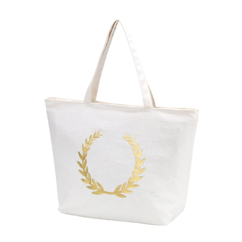 Gold Foil Wreath Tote