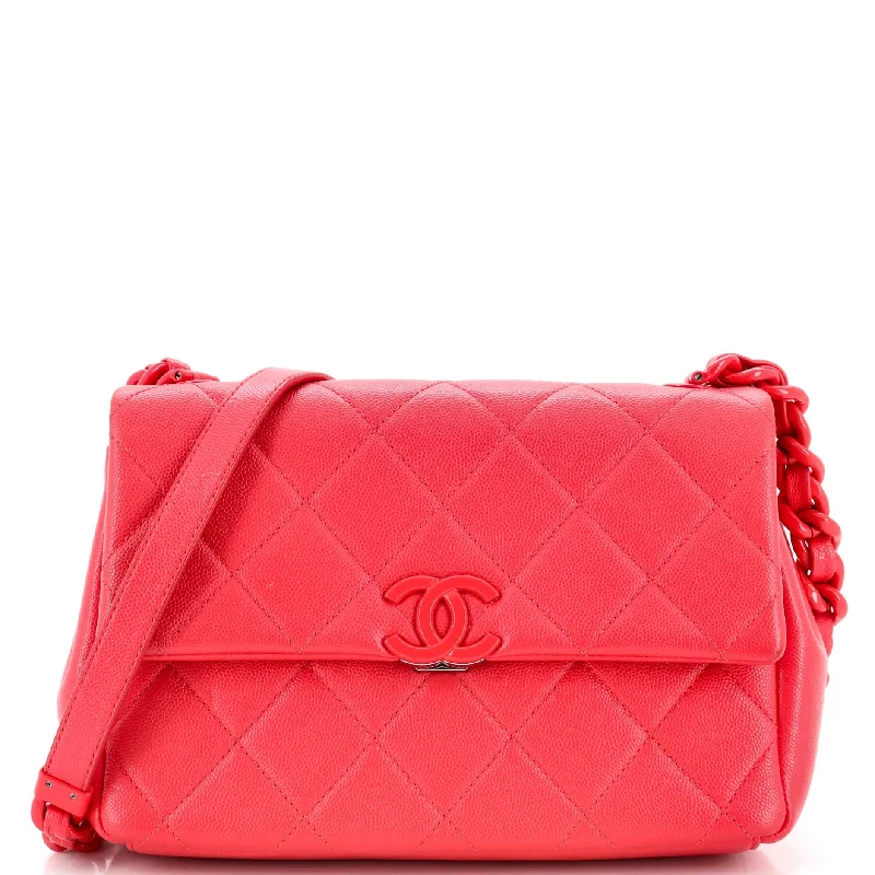 Insulated shoulder bags for keeping items cool -My Everything Flap Bag Quilted Caviar Medium