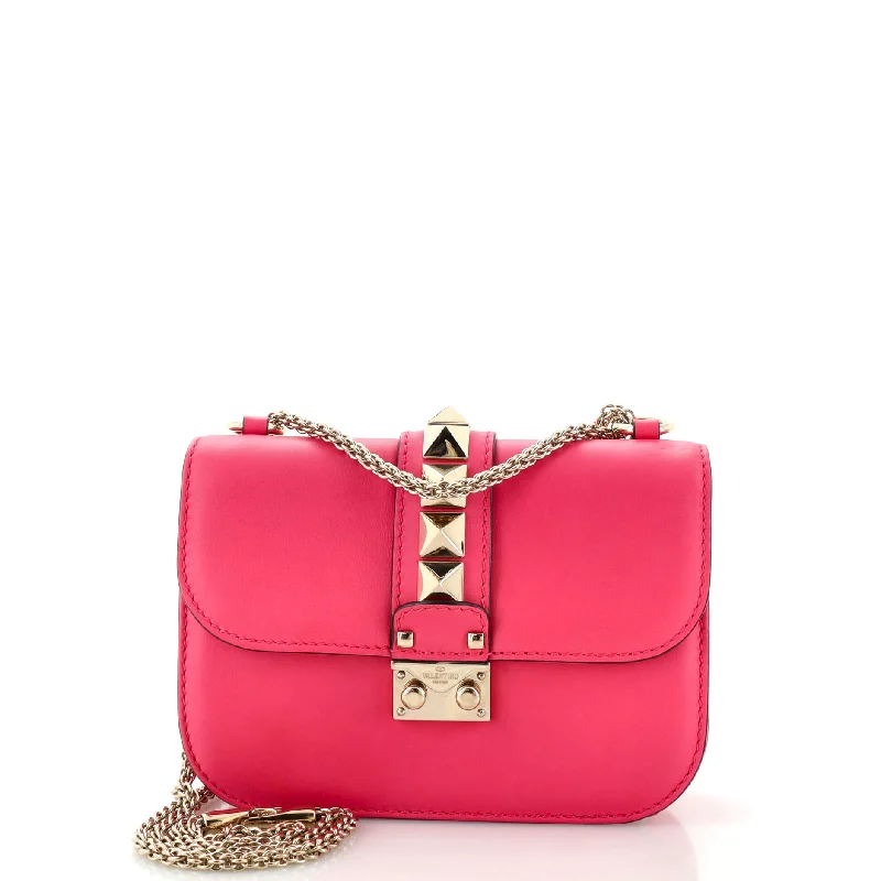 Shoulder bags with vibrant colors for boldness -Glam Lock Shoulder Bag Leather Small