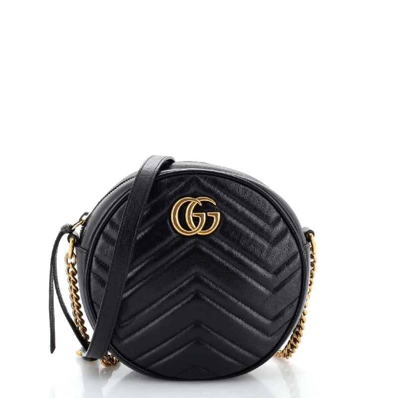 Shoulder bags with seasonal prints for holidays -GG Marmont Round Shoulder Bag Matelasse Leather Mini