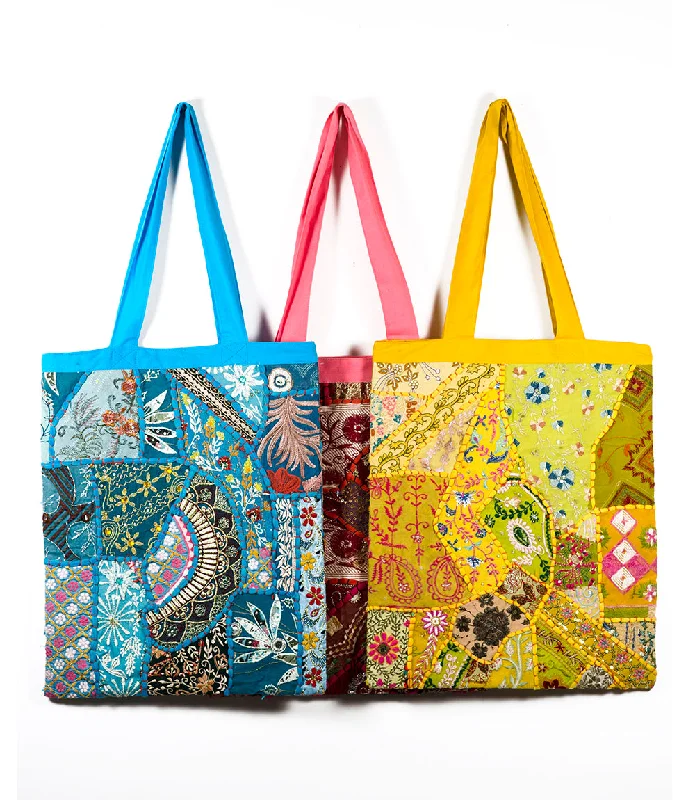 Color Splash Sari Fabric Tote