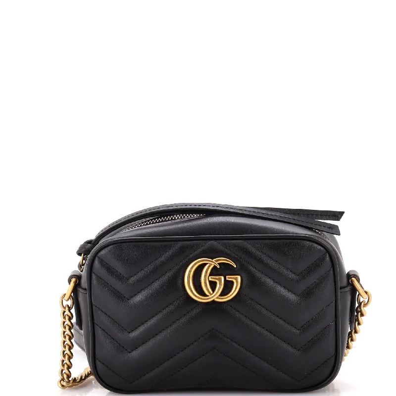 Shoulder bags with wide openings for access -GG Marmont Shoulder Bag Matelasse Leather Mini