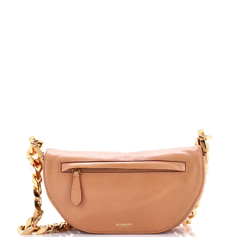 Shoulder bags with sleek hardware for sophistication -Olympia Flap Chain Shoulder Bag Leather Small