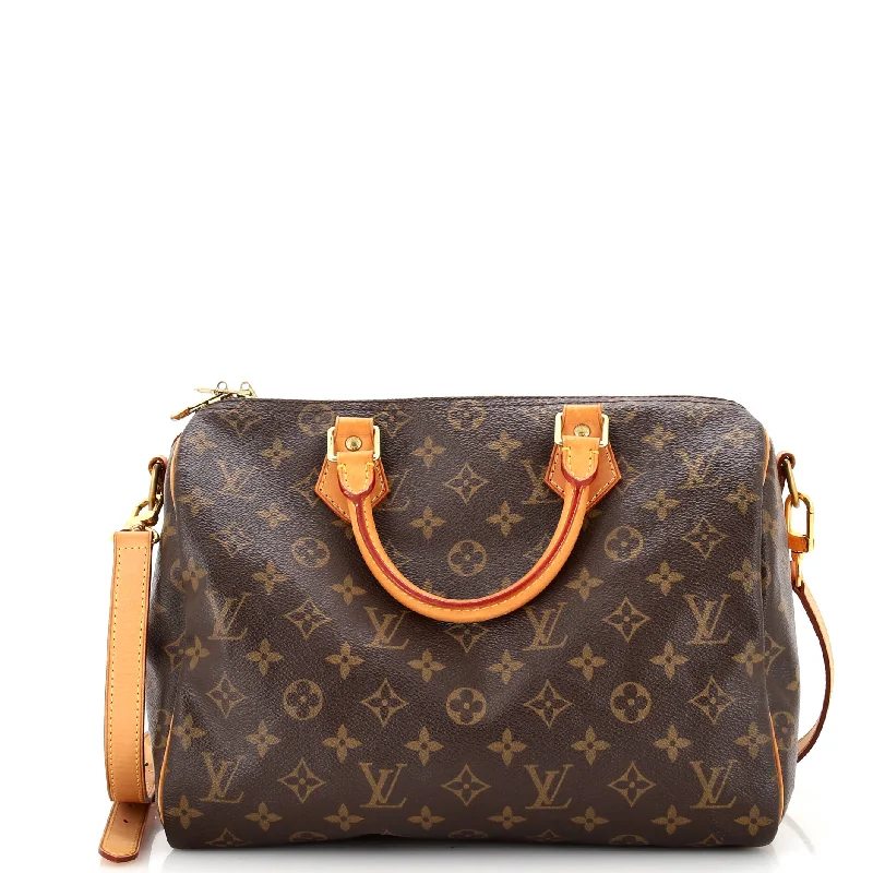 Designer shoulder bags with luxury brand logos -Speedy Bandouliere Bag Monogram Canvas 30