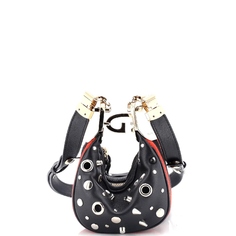 Shoulder bags with modern logos for branding -Attache Shoulder Bag Grommet Embellished Leather Mini