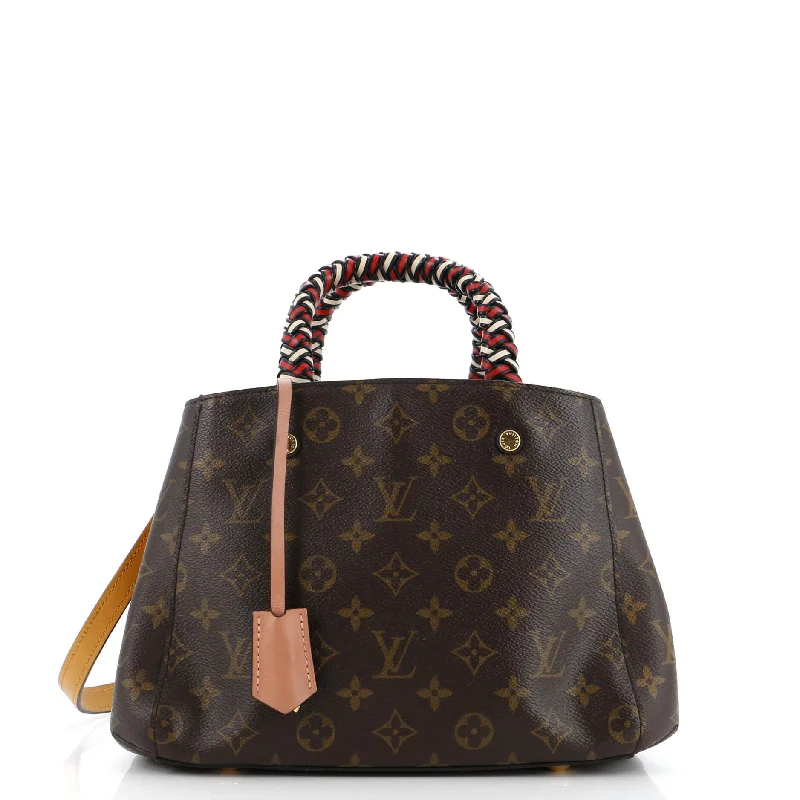 Shoulder bags with playful patterns for fun -Braided Handle Montaigne Handbag Monogram Canvas BB