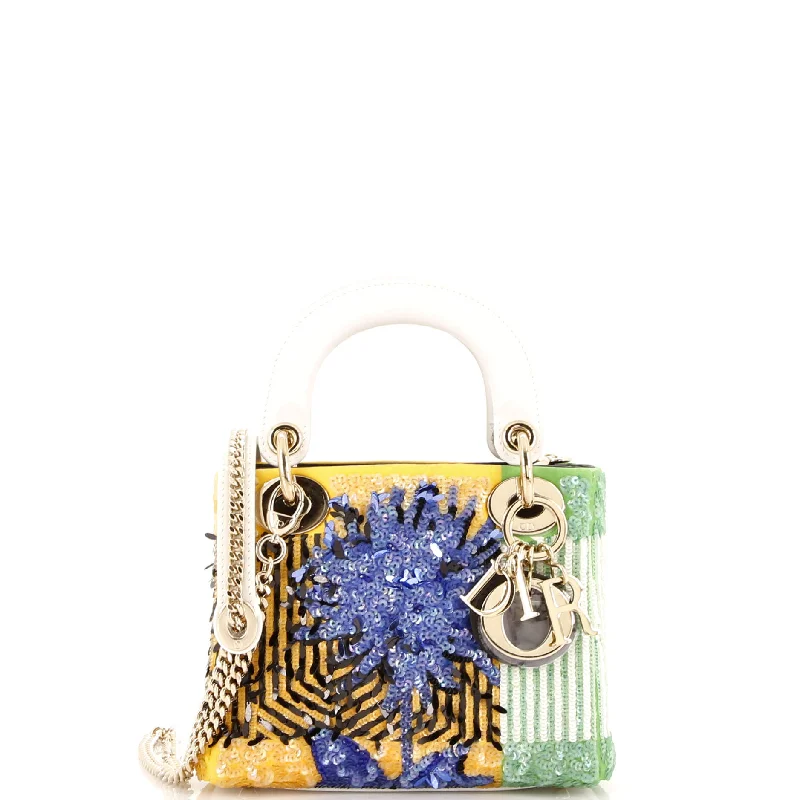 Shoulder bags with suede accents for texture -Lady Dior Chain Bag Flower Pop Embellished Sequin Mini