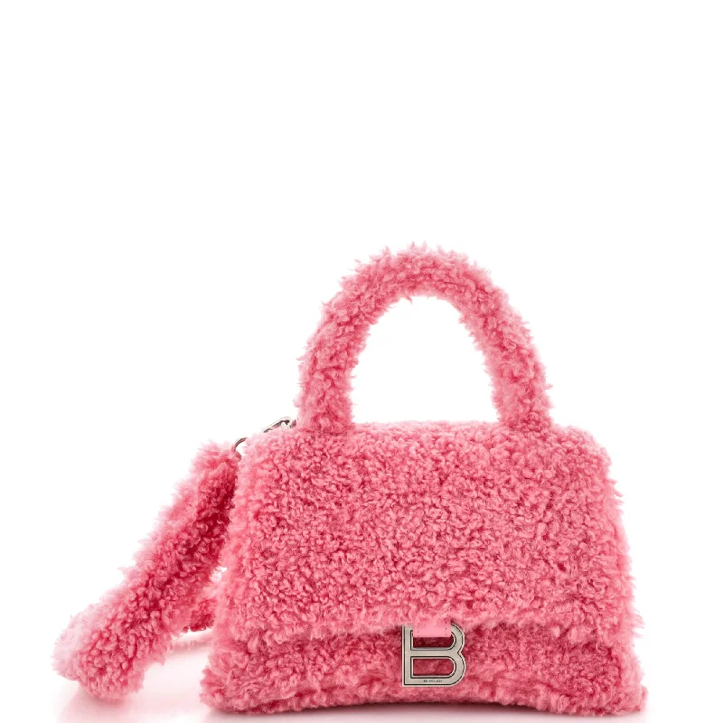 Shoulder bags with thick straps for durability -Fluffy Hourglass Top Handle Bag Faux Fur Medium