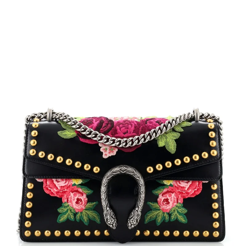 Shoulder bags with floral prints for spring -Dionysus Bag Embroidered Studded Leather Small