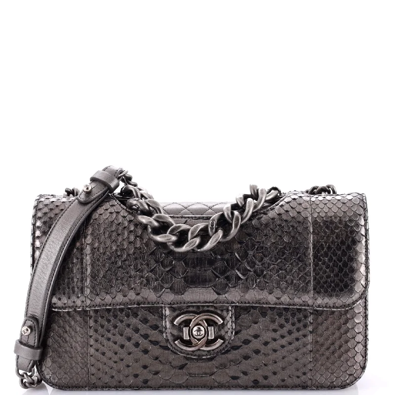 Shoulder bags with detachable pouches for versatility -Perfect Edge Flap Bag Python Medium