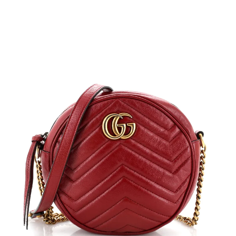 Shoulder bags with polka dots for fun -GG Marmont Round Shoulder Bag Matelasse Leather Mini