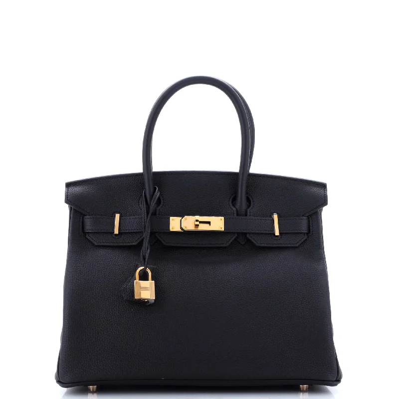 Shoulder bags with modern cutouts for style -Birkin Handbag Noir Togo with Rose Gold Hardware 30