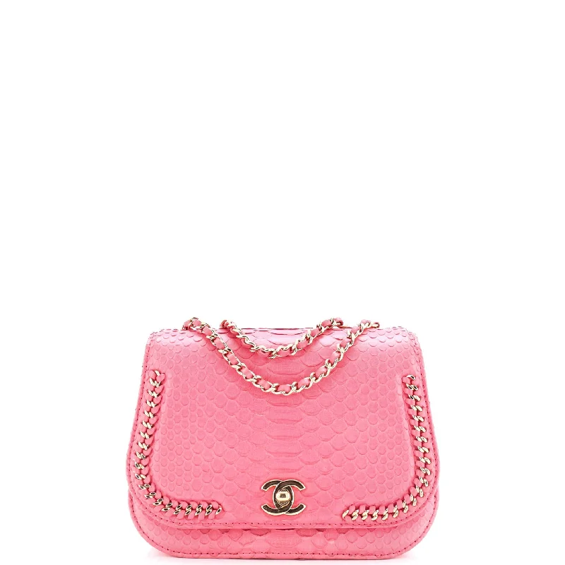 Shoulder bags with soft leather for luxury -Braided Chic Flap Bag Python Small