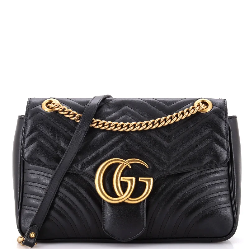 Shoulder bags with contrast stitching for detail -GG Marmont Flap Bag Matelasse Leather Medium