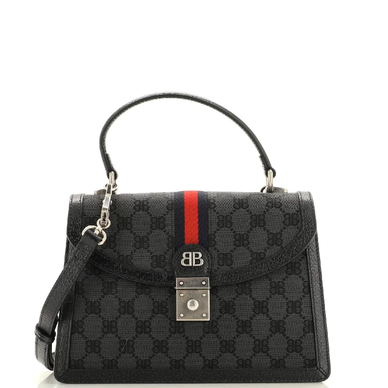 Vegan leather shoulder bags for eco-friendly style -x Gucci The Hacker Project Top Handle Bag BB Canvas Small