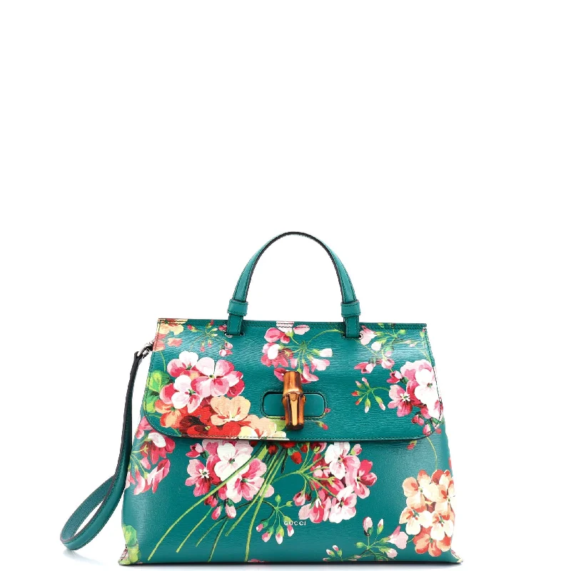 Shoulder bags with soft linings for protection -Bamboo Daily Top Handle Bag Blooms Print Leather Small