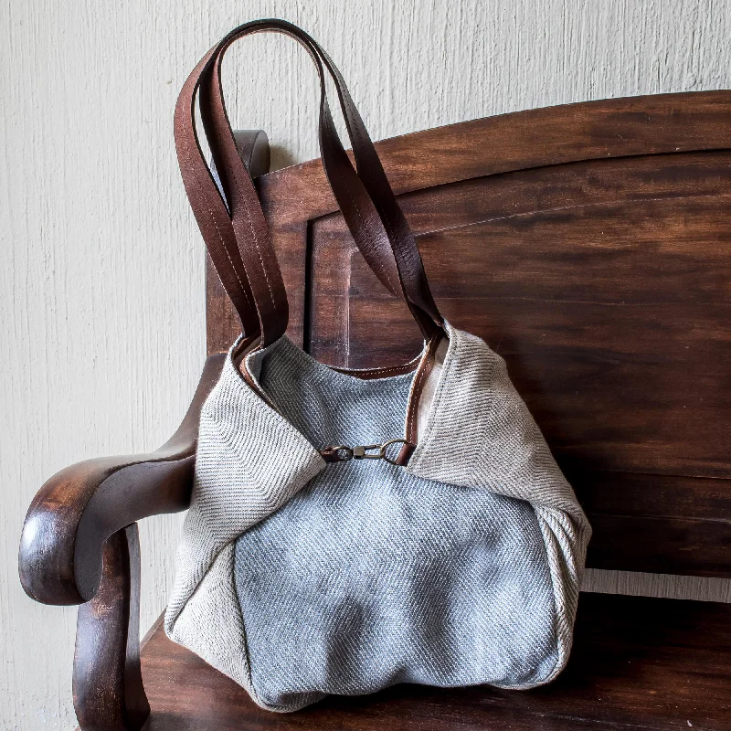 Celeste Undyed Recycled Denim and Cotton Shoulder Bag from Guatemala