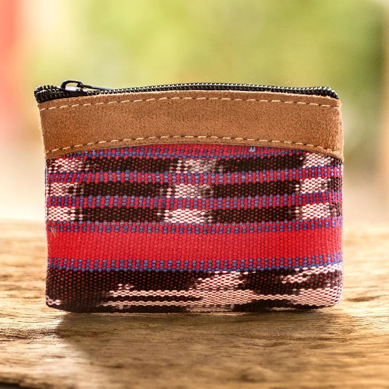 Jocotenango Coins Handwoven Cotton Change Purse with Zippered Closure