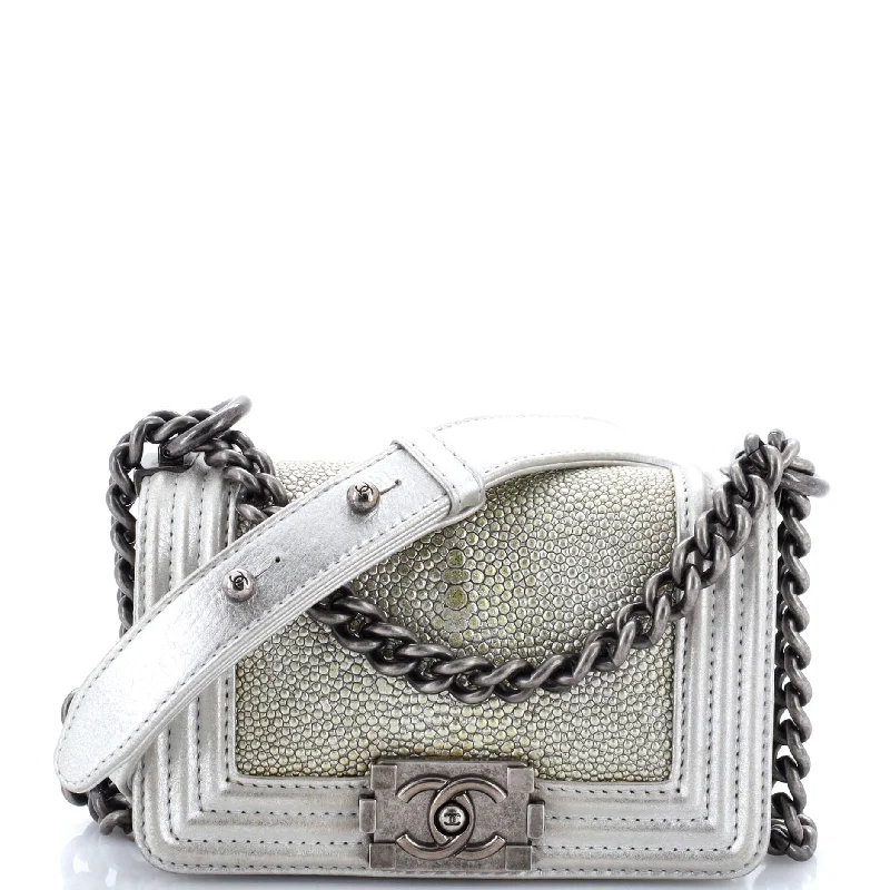 Shoulder bags with woven fabric for texture -Boy Flap Bag Stingray Mini