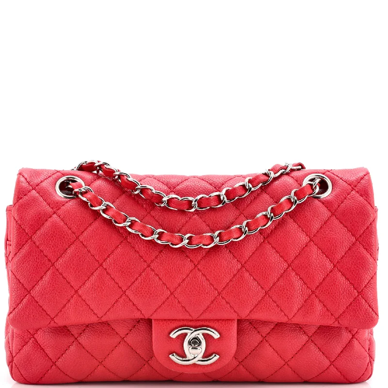 Shoulder bags with expandable sides for flexibility -Classic Double Flap Bag Quilted Caviar Medium