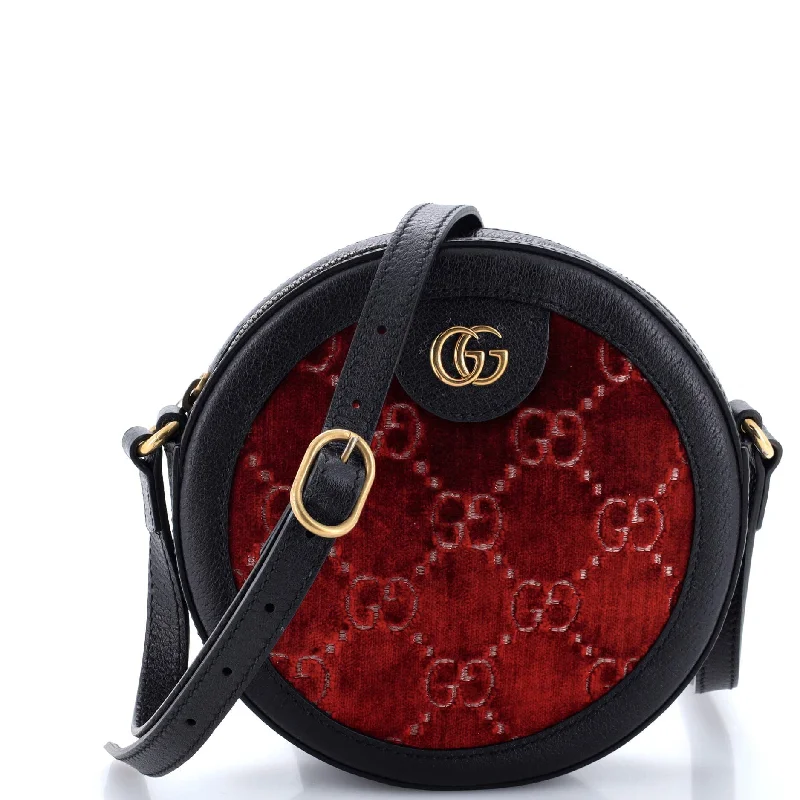 Shoulder bags with soft linings for protection -Ophidia Round Shoulder Bag GG Velvet Mini