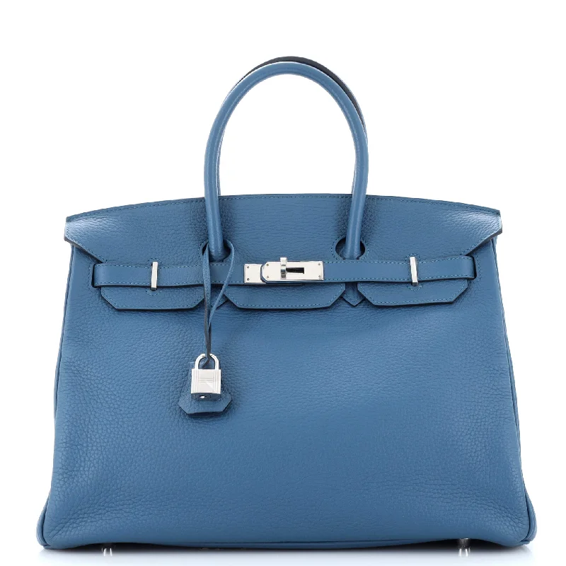 Waterproof shoulder bags ideal for rainy days -Birkin Handbag Colvert Clemence with Palladium Hardware 35