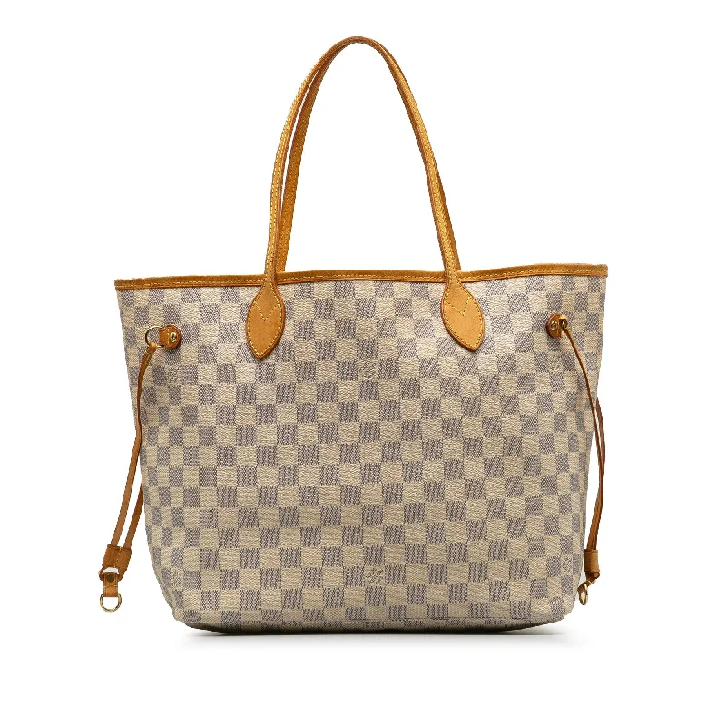 Beige Louis Vuitton Damier Azur Neverfull MM Tote Bag