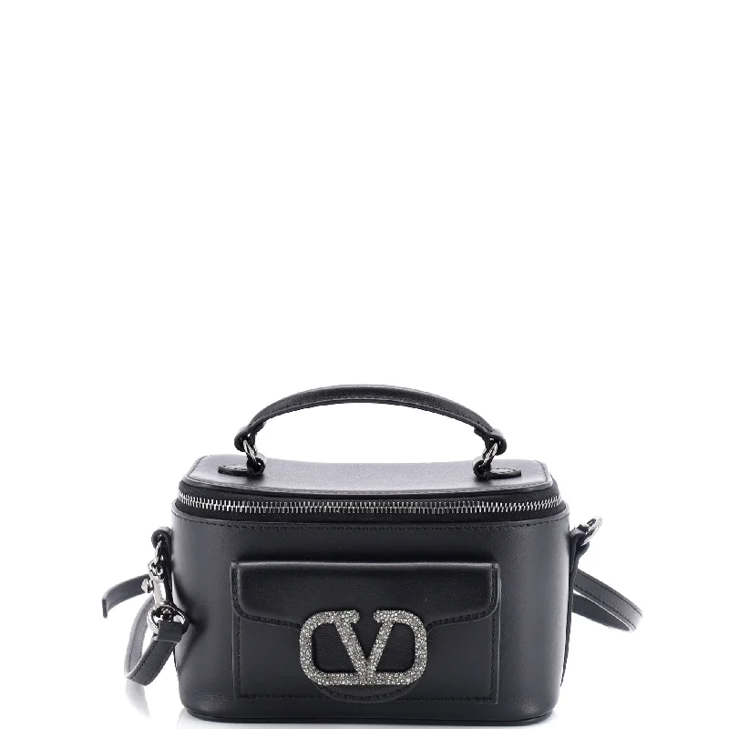 Shoulder bags with leather accents for elegance -VLogo Loco Top Handle Vanity Case Leather with Crystal Detail Mini