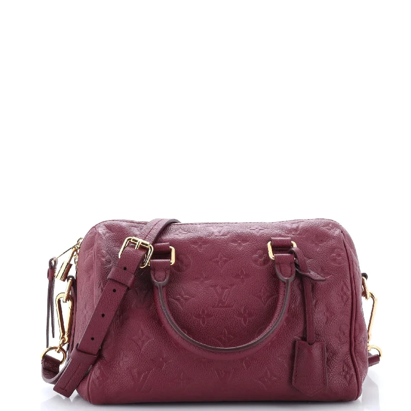 Shoulder bags with suede accents for texture -Speedy Bandouliere Bag Monogram Empreinte Leather 25