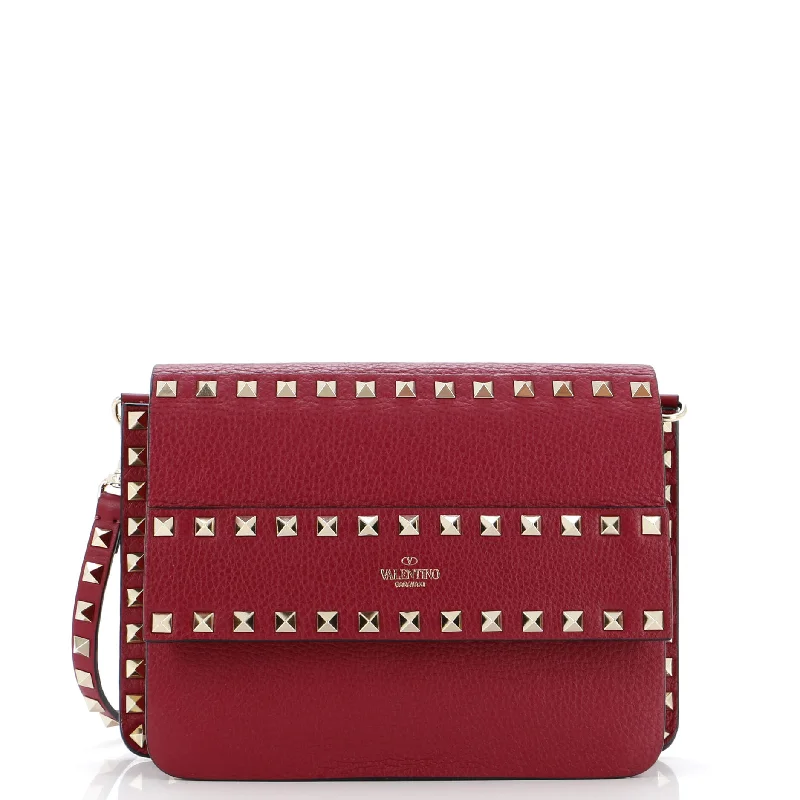 Shoulder bags with vegan suede for softness -Rockstud Front Handle Flap Bag Leather Small