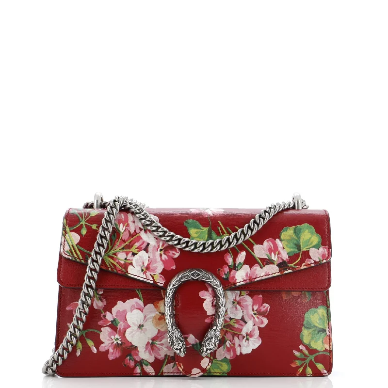 Shoulder bags with vintage clasps for nostalgia -Dionysus Bag Blooms Print Leather Small