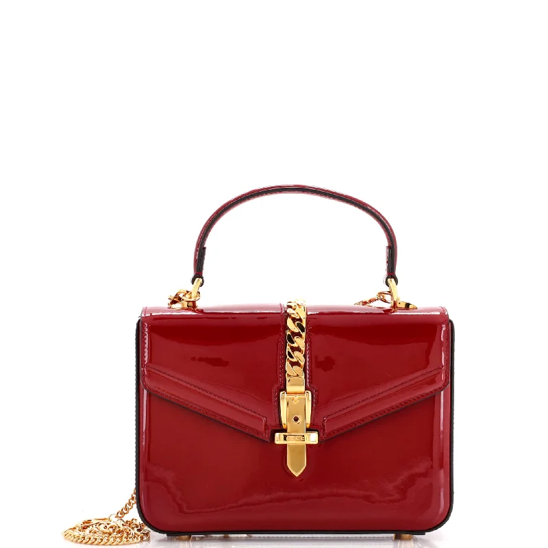 Shoulder bags with elegant gold-tone hardware -Sylvie 1969 Top Handle Bag Patent Mini